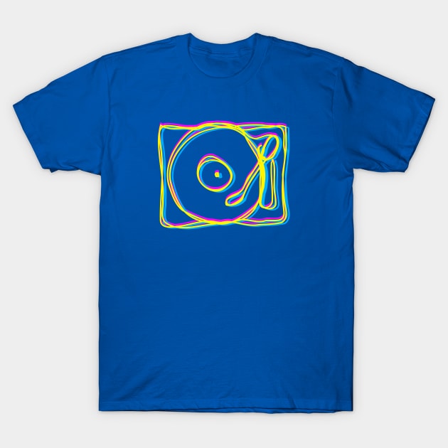 Record Player LineArt T-Shirt by AKdesign